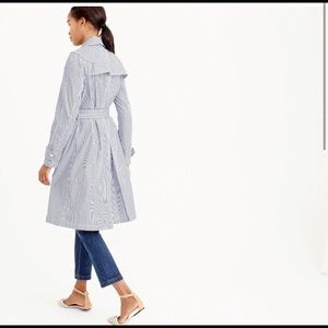 J Crew size 2 blue and white strip cotton trench